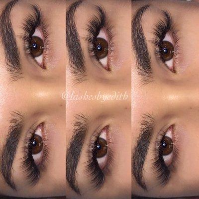 Full set of classic lash extensions.