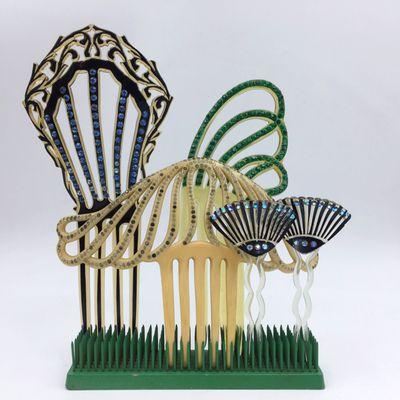 Beautiful antique celluloid hair combs!