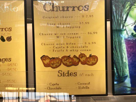 Churro side menu.