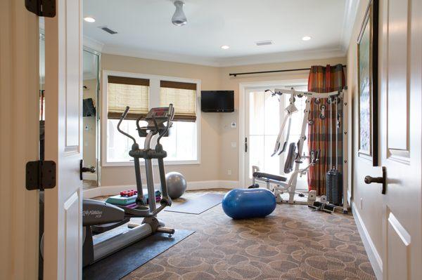 Carpet tiles in personal residence gym