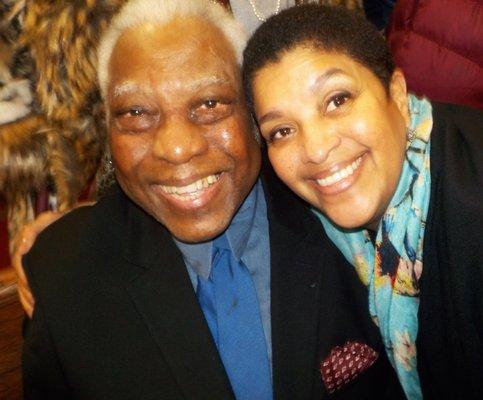 Woodie King Jr. (New Federal Theater) & Minerva Diaz ((The Dwyer Cultural Center-Harlem) at Cliff Frazier's Homegoing Service.