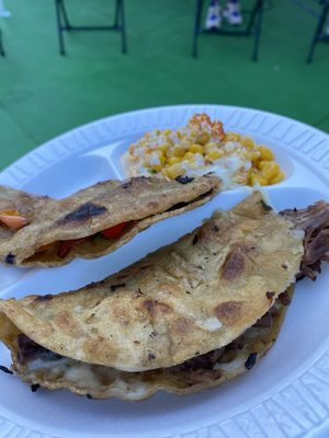 Tacos and elote are SO GOOD.