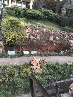 Rebuilding historical retaining wall