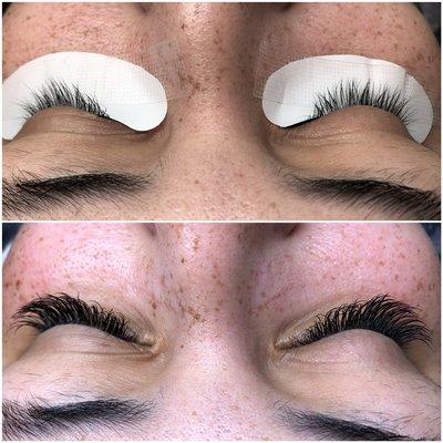 Classic full set eyelash extensions using c curl