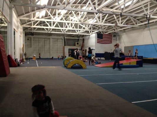 Tumbling classes and foam pit.