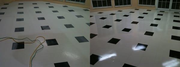 VCT before and after refinishing by Grimefighters