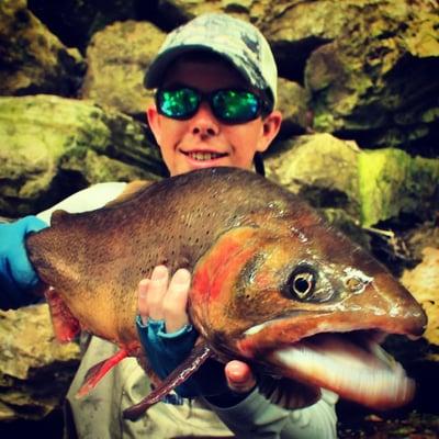 Dry Run Creek is the world's best fishery for under-16s. Carter with two feet of cutthroat caught with guide Steve Dally June 13