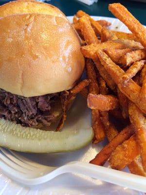 Brisket combo with sweet potato fries