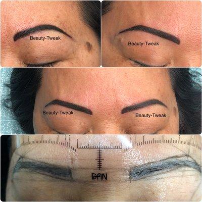 Manual shaded brows over an old tattoo