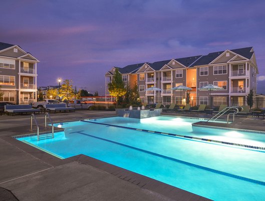 Outdoor Salt Water Pool at Night