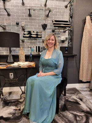 Teal mother of the bride/groom gown, includes jacket