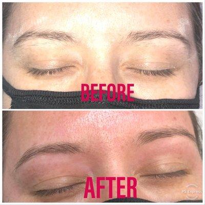 Before and after brow wax.