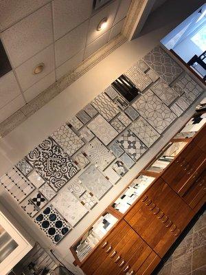 Showroom wall with new sample boards from AKDO