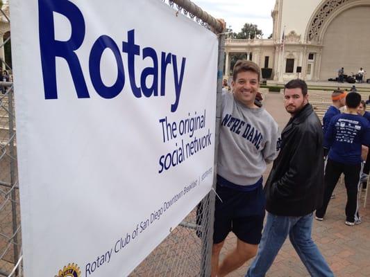 Rotary is very active in hands-on events in the community. Rotarian Tom Larimer at Father Joe's Thanksgiving Day Run/Walk.