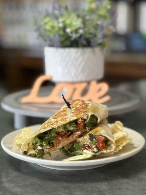 One of Our Delicious Lunch Features!! 
 
 Veggie Wrap with Feta