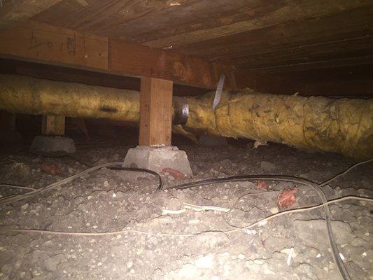 before metal ducts in crawl space