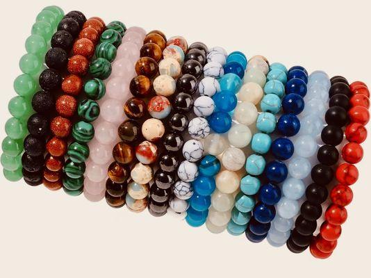 Medium size crystal beads stretchy cord handmade bracelets.