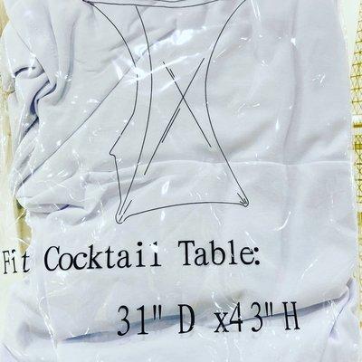 We got cocktail table cover spandex in both 
Black & white colors in stock