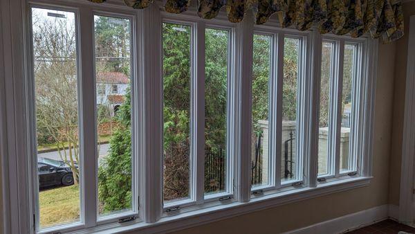 Window installation complete with painted custom molding