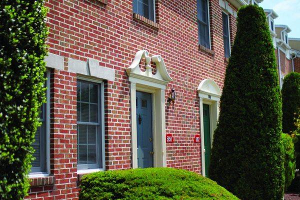 Exterior of our Blue Meadow townhomes featuring beautiful brick detail.