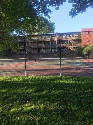 There's a tennis court, but people usually have their dogs in there