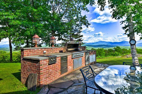 Outdoor Kitchens with amazing views. Luxury homes for sale in NH