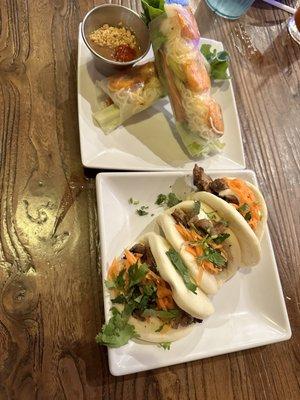 Bao Steamed Buns  w/Grilled Chicken Springrolls w/Grilled Shrimp