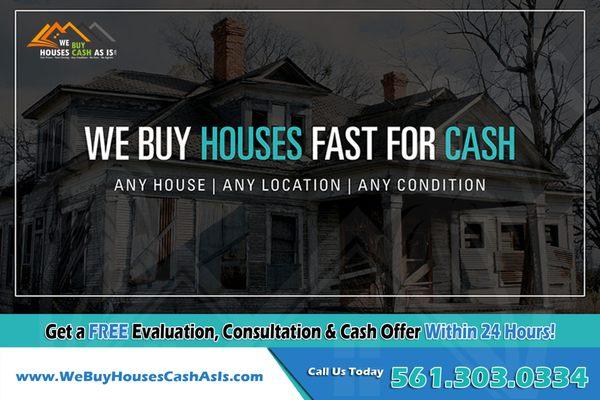 We Buy Houses Fast For Cash

Any House | Any Location | Any Condition

Get A FREE Evaluation, Consultation & Cash Offer Within 24 Hours!