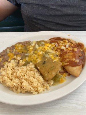 Red and Green smothered sopapillas.