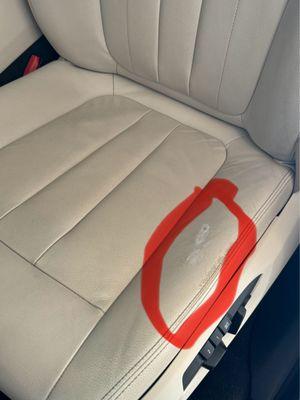 This was the damage in the seat.  Looked much uglier when you look at it real time.