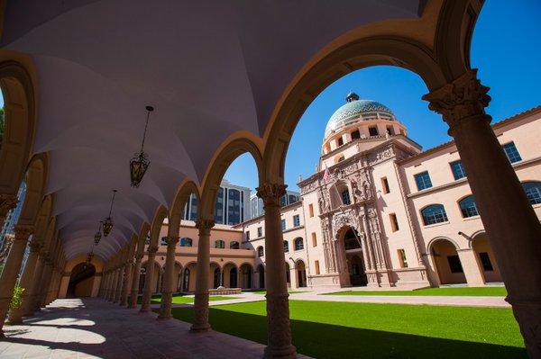 A view of the Historic Pima County Courthouse which houses the Southern Arizona Heritage Visitor Center.