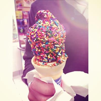 Dipped cone with sprinkles