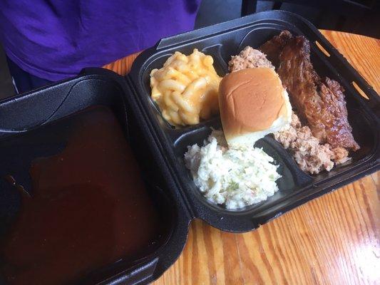 Two Meat Plate - Chicken and Brisket, Mac n Cheese, Cole Slaw