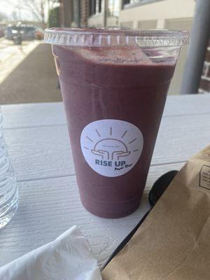 The smoothie I designed with berries and peanut butter.