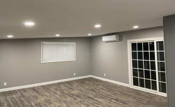 Remodeled bonus room with new LED lights and outlets.