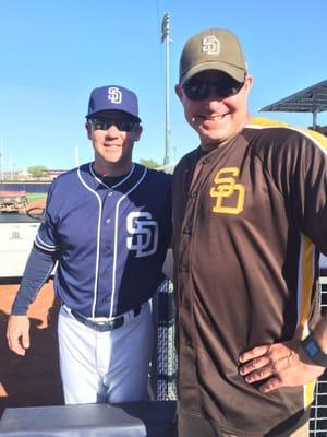 Coach Mark Loretta. April 15, 2004, hit the first Padre home run out of Petco Park.