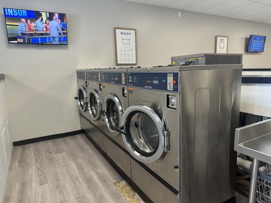 Washers, television, signs