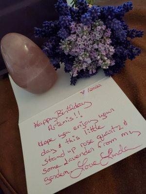 My Rose Quartz had an Earthlight Sticker on the bottom of it! Wonderful Birthday present from my friend Linda!!