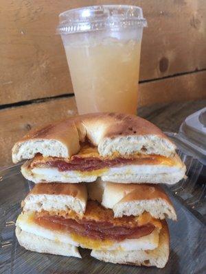 Peach Palmer Breakfast Sandwich on a Bagel