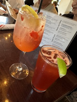 Strawberry mocktal (left) and raspberry rosemary mocktail (right)