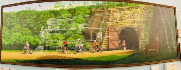 Mural depicting the bike trails of Wisconsin