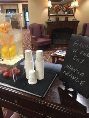 Love the flavored waters of the day upon walking in to the center!