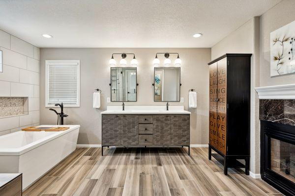 Colorado home bathroom remodel. Transitional style.