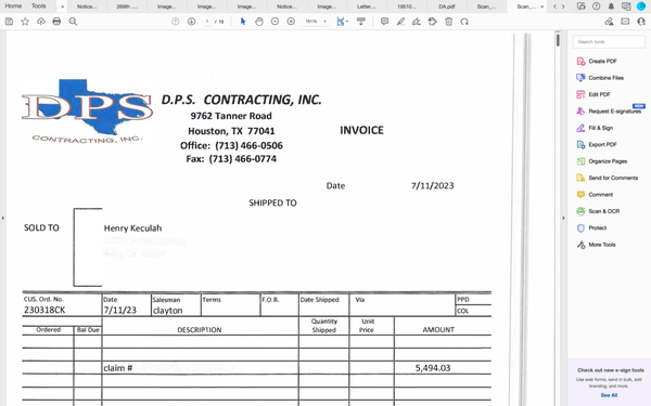 Invoice they made on 07/11/23, when the services occurred on  in April.