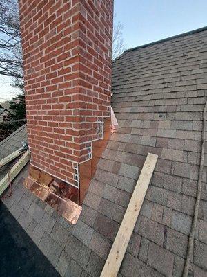 Cricket install with copper flashing