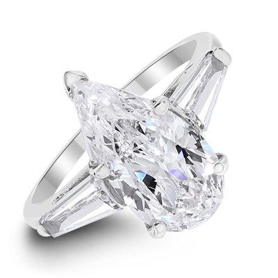 Pear Shape Diamond Engagement Ring with side Baguettes by Beauvince