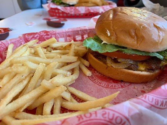 Cheeseburger and fries