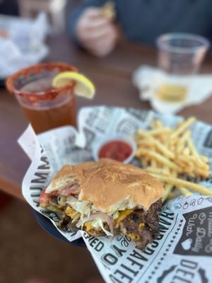 Cheese burger and fries