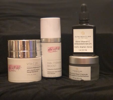 A sample of the skin care products I use from Glow