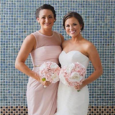 Bride and bridesmaid